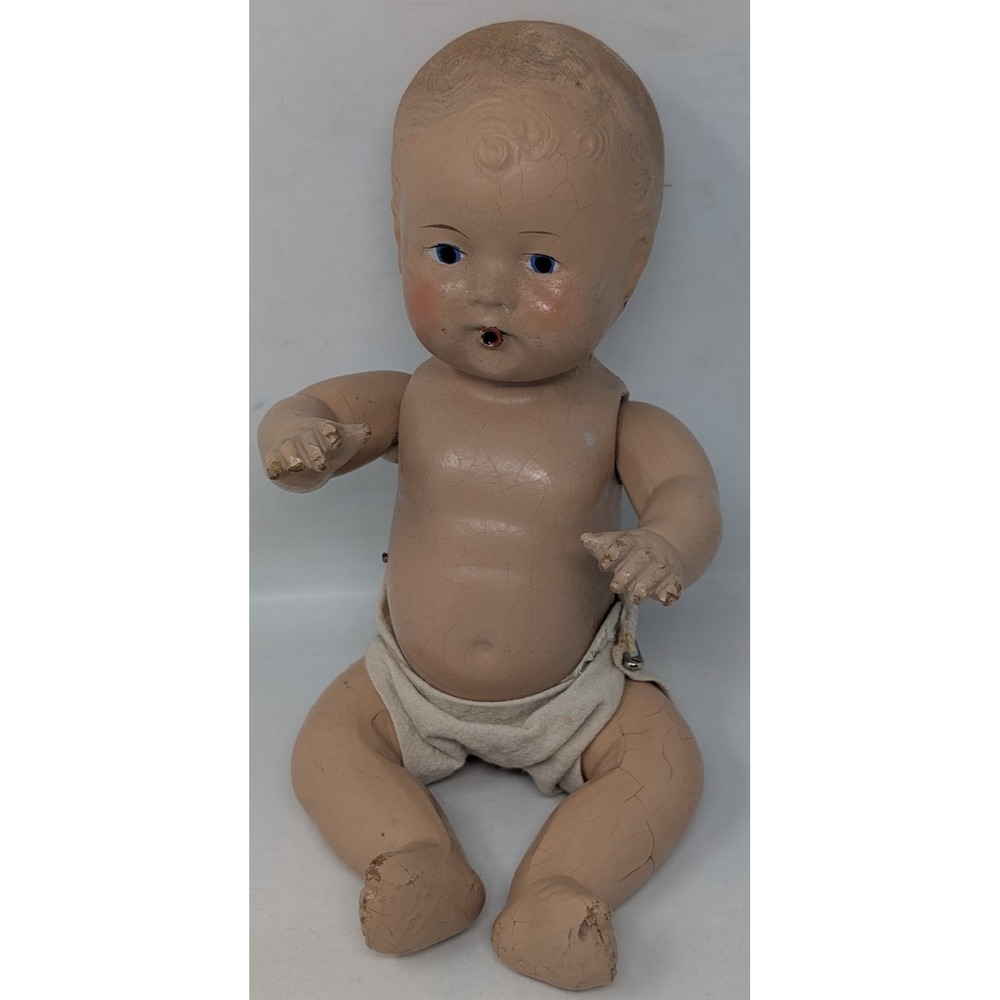 Vintage 1930s 40s Composition Drink & Wet Baby Doll Jointed Unmarked